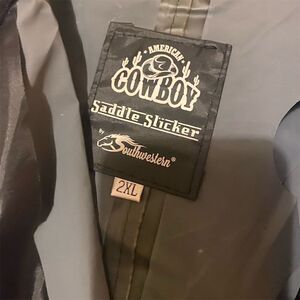 Cowboy Men's Black Rain Coat Jacket 2XL Long Full-Length Outdoor